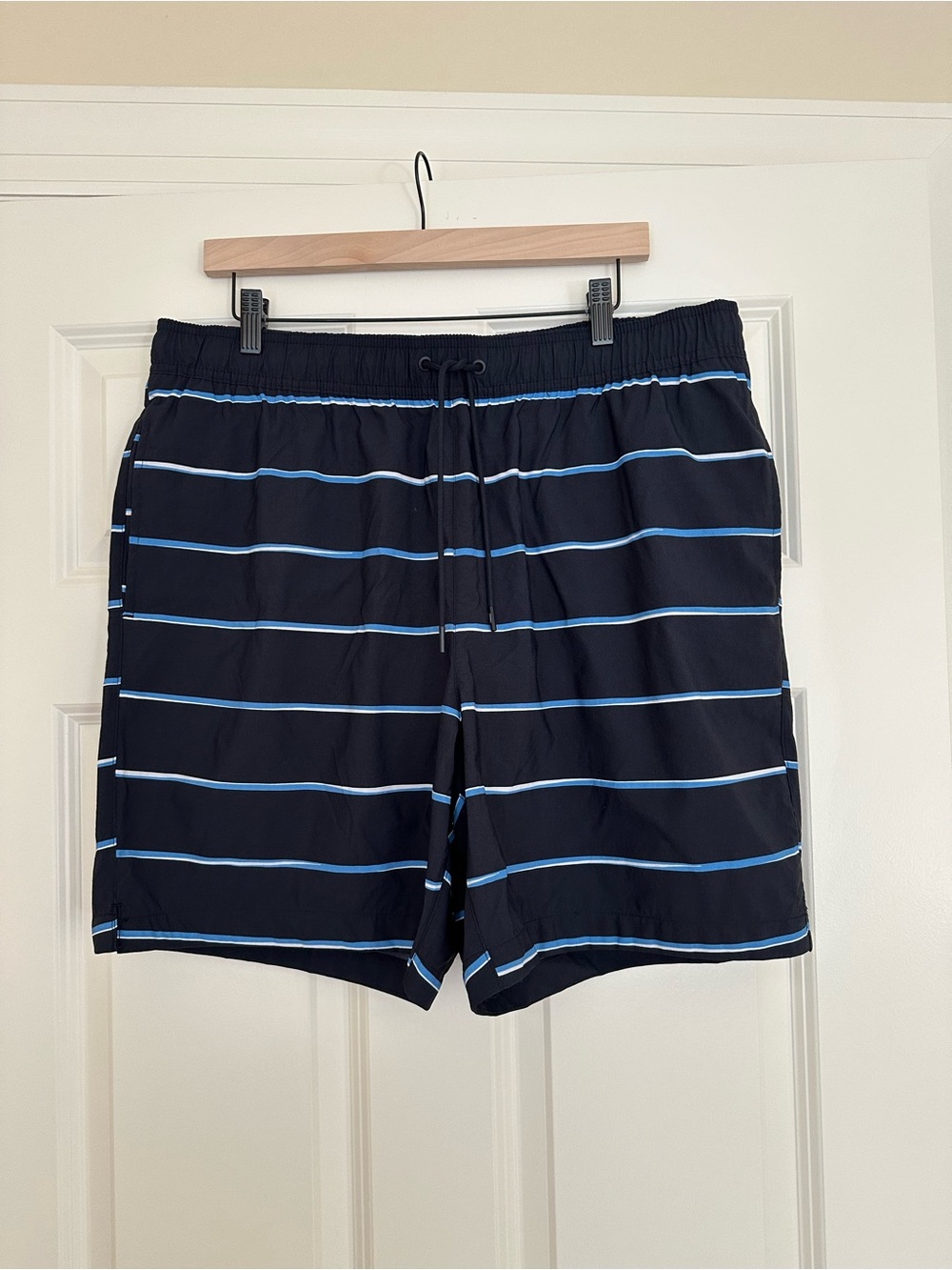 Men's Tommy Hilfiger Navy  Blue Striped Swim Trunks
